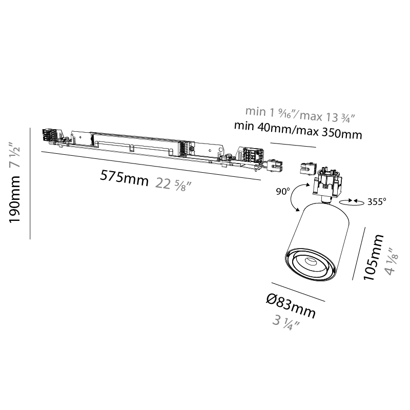 Centriq by Prolicht – 3 1/4″22 5/8″ x 7 1/2″ , Spots offers LED lighting solutions | Zaneen Architectural