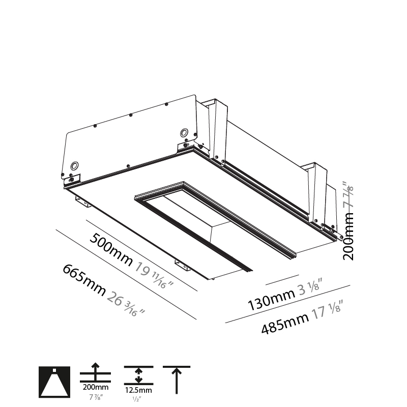 2Look4 130 by Prolicht – 19 11/16 / 39 3/8 / 59 1/16 / 70 7/8″ x 7 7/8″ Trimless, Linear Profiles offers LED lighting solutions | Zaneen Architectural