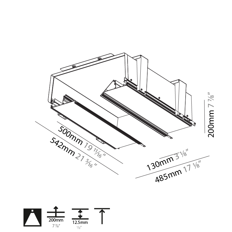 2Look4 130 by Prolicht – 19 11/16 / 39 3/8 / 59 1/16 / 70 7/8″ x 7 7/8″ Trimless, Linear Profiles offers LED lighting solutions | Zaneen Architectural