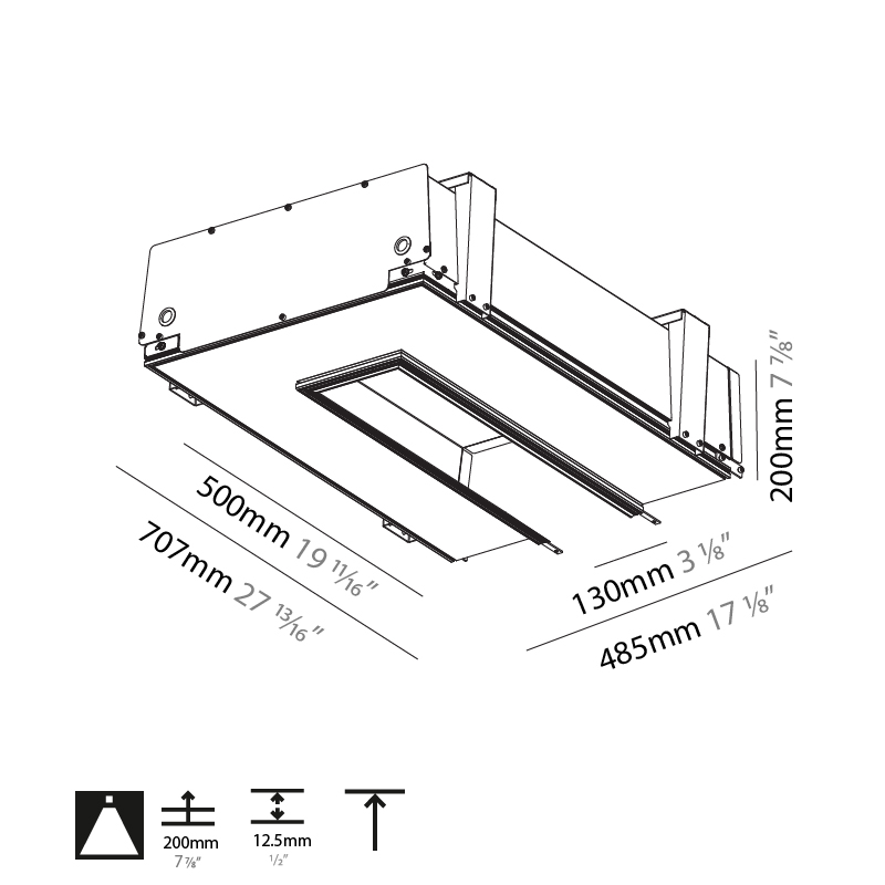 2Look4 130 by Prolicht – 19 11/16 / 39 3/8 / 59 1/16 / 70 7/8″ x 7 7/8″ Trimless, Linear Profiles offers LED lighting solutions | Zaneen Architectural