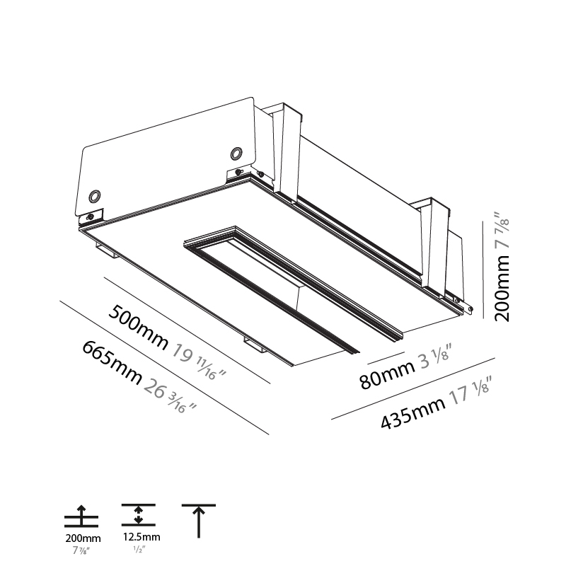 2Look4 80 by Prolicht – 19 11/16 / 39 3/8 / 59 1/16 / 70 7/8″ x 7 7/8″ Trimless, Linear Profiles offers LED lighting solutions | Zaneen Architectural