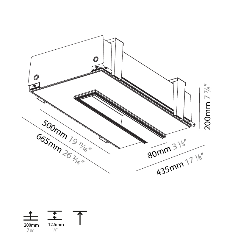 2Look4 80 by Prolicht – 19 11/16 / 39 3/8 / 59 1/16 / 70 7/8″ x 7 7/8″ Trimless, Linear Profiles offers LED lighting solutions | Zaneen Architectural