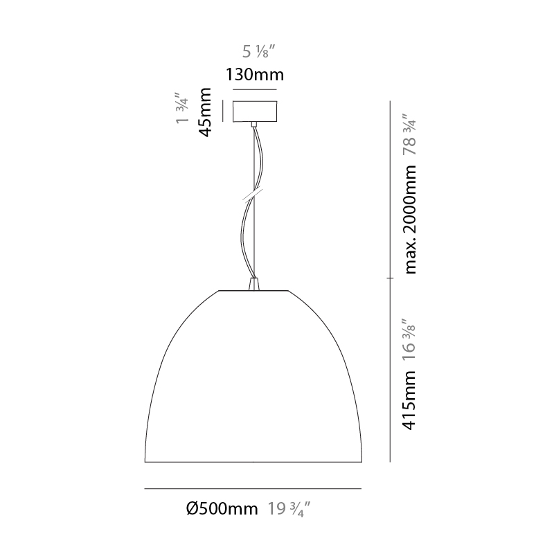AU by Side – 19 3/4″ x 16 3/8″ Suspension, Pendant offers quality European interior lighting design | Zaneen Design / Line art