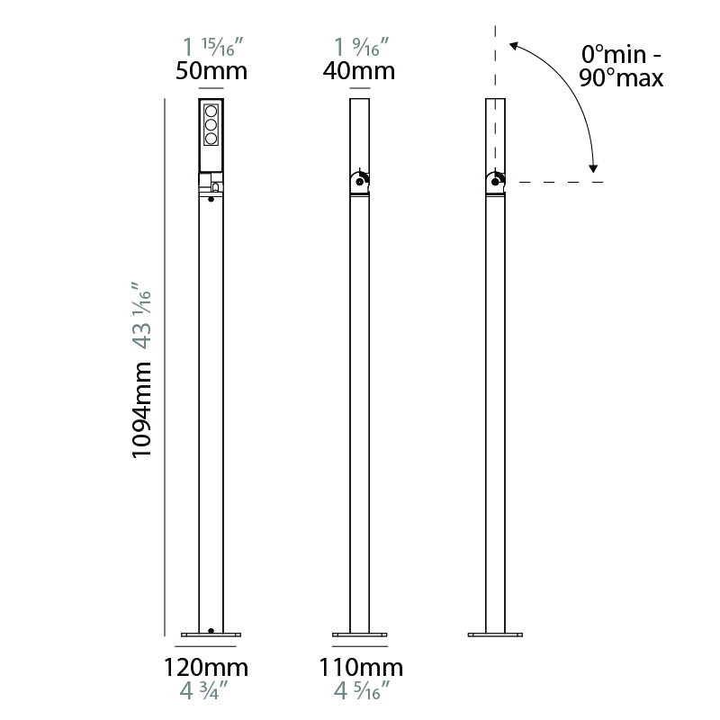 Angolo by Diamante – 4 3/4″ x 43 1/16″ Post, Bollard offers high performance and quality material | Zaneen Exterior