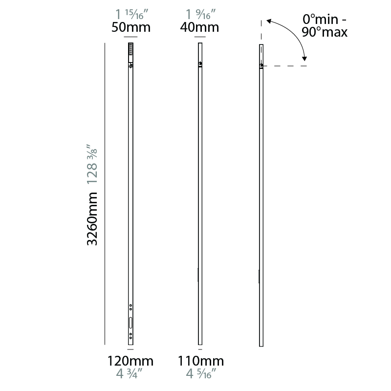 Angolo by Diamante – 1 15/16″ x 128 3/8″ Post, Pedestrian Posts offers high performance and quality material | Zaneen Exterior / Line art