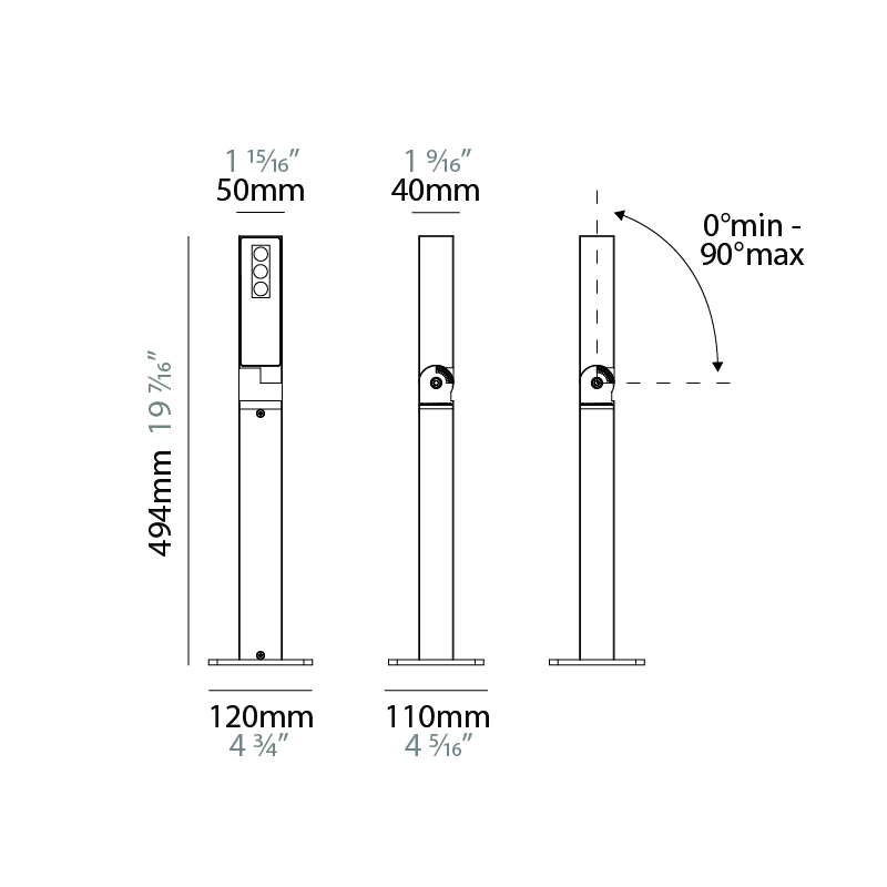 Angolo by Diamante – 4 3/4″ x 19 7/16″ Post, Bollard offers high performance and quality material | Zaneen Exterior / Line art