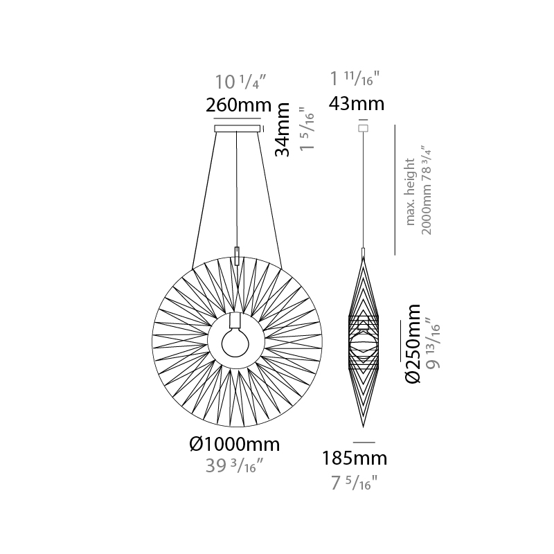 Bimba by Ole – 39 3/8″ x 39 3/8″ Suspension, Pendant offers quality European interior lighting design | Zaneen Design