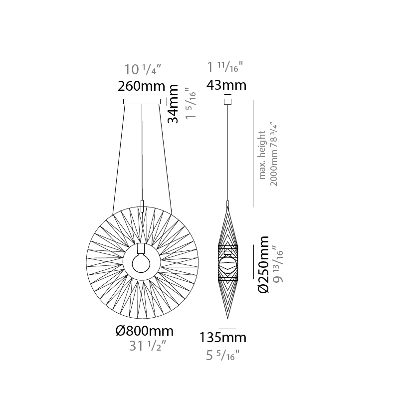 Bimba by Ole – 31 1/2″ x 31 1/2″ Suspension, Pendant offers quality European interior lighting design | Zaneen Design
