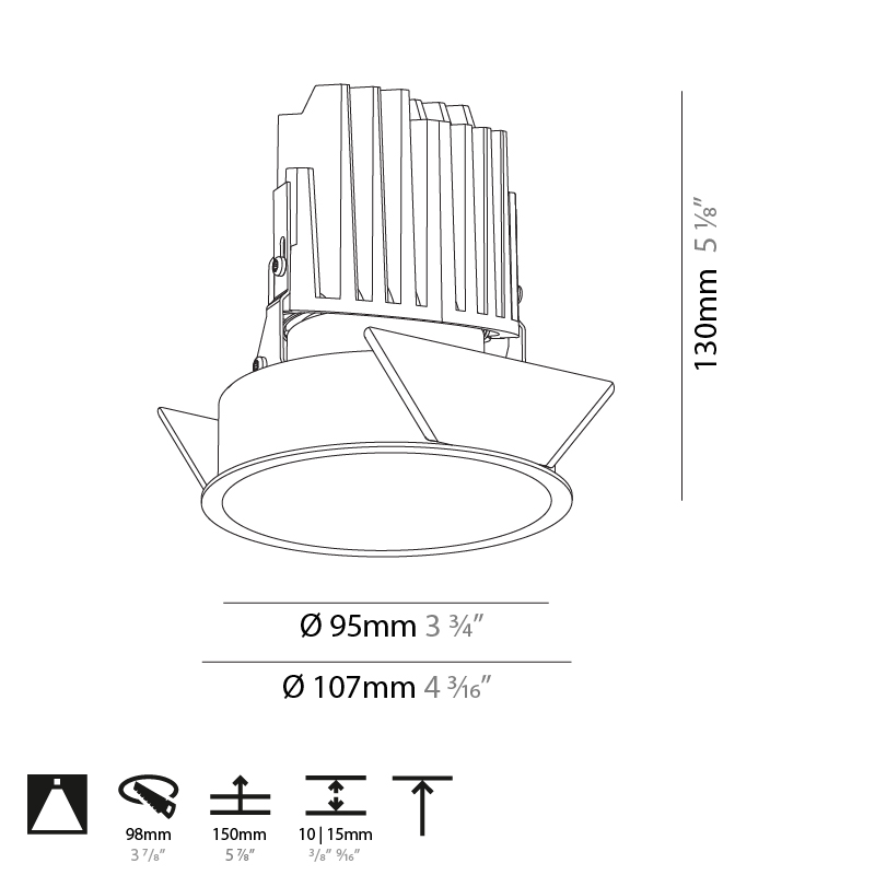 Bioniq by Prolicht – 4 3/16″ x 5 1/8″ Recessed, Downlight offers LED lighting solutions | Zaneen Architectural / Line art