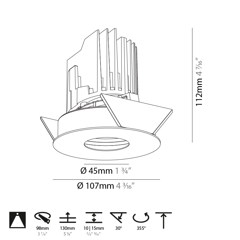 Bioniq by Prolicht – 4 3/16″ x 4 7/16″ Recessed, Downlight offers LED lighting solutions | Zaneen Architectural / Line art