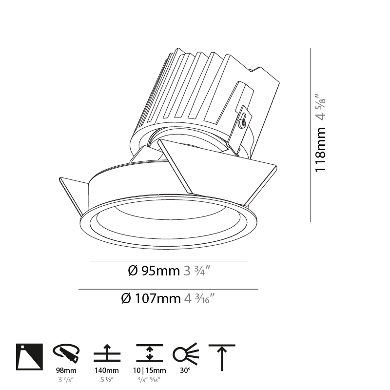 Bioniq by Prolicht – 4 3/16″ x 4 5/8″ Recessed, Downlight offers LED lighting solutions | Zaneen Architectural / Line art