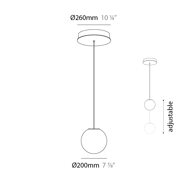 Bolla by Icone – 7 7/8″ x 7 7/8″ Suspension, Pendant offers quality European interior lighting design | Zaneen Design