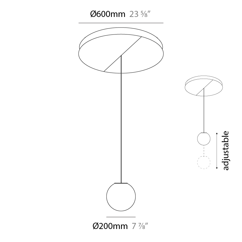 Bolla by Icone – 23 5/8″ x 23 5/8″ Suspension, Pendant offers quality European interior lighting design | Zaneen Design