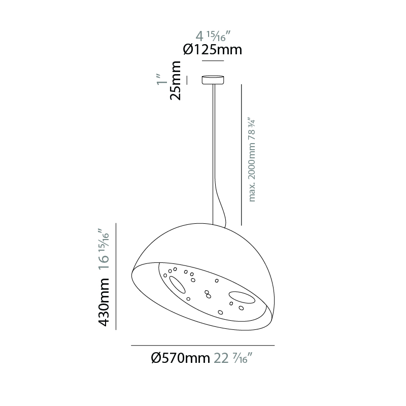 Bucola by Knikerboker – 22 7/16″ x 16 15/16″ Suspension, Pendant offers quality European interior lighting design | Zaneen Design / Line art