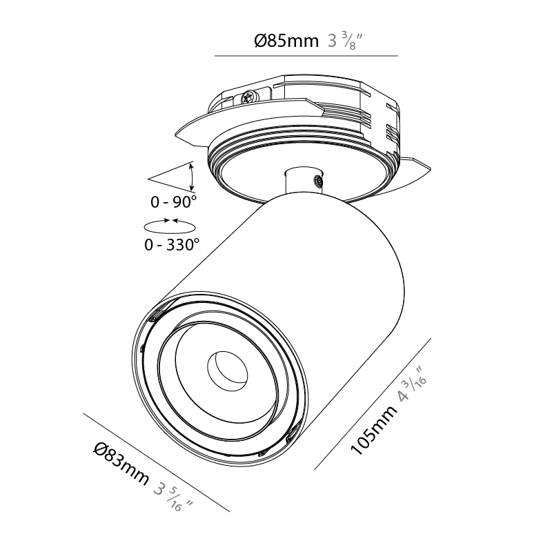 Centriq by Prolicht – 3 1/4″ x 6 5/16″ Surface, Spots offers LED lighting solutions | Zaneen Architectural