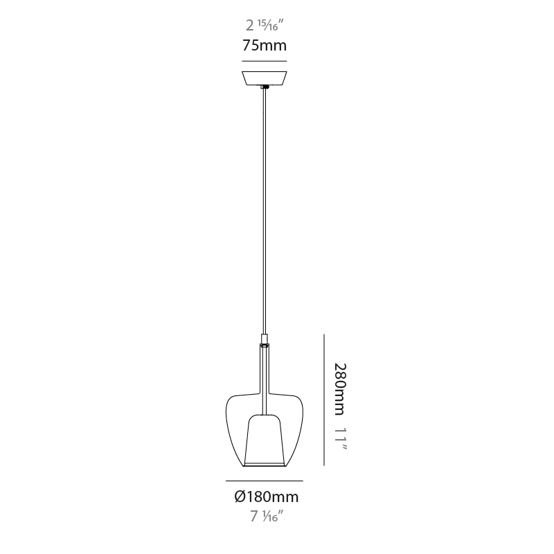 Clos by Cangini & Tucci – 7 1/16″ x 11″ Suspension, Pendant offers quality European interior lighting design | Zaneen Design / Line art