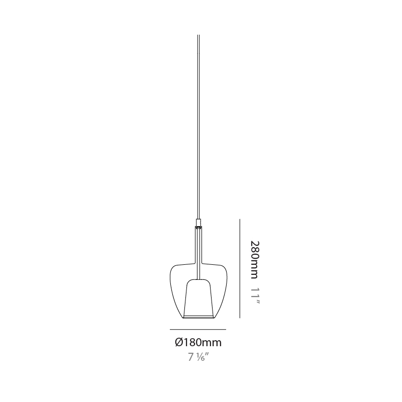 Clos by Cangini & Tucci – 7 1/16″ x 11″ Suspension, Pendant offers quality European interior lighting design | Zaneen Design