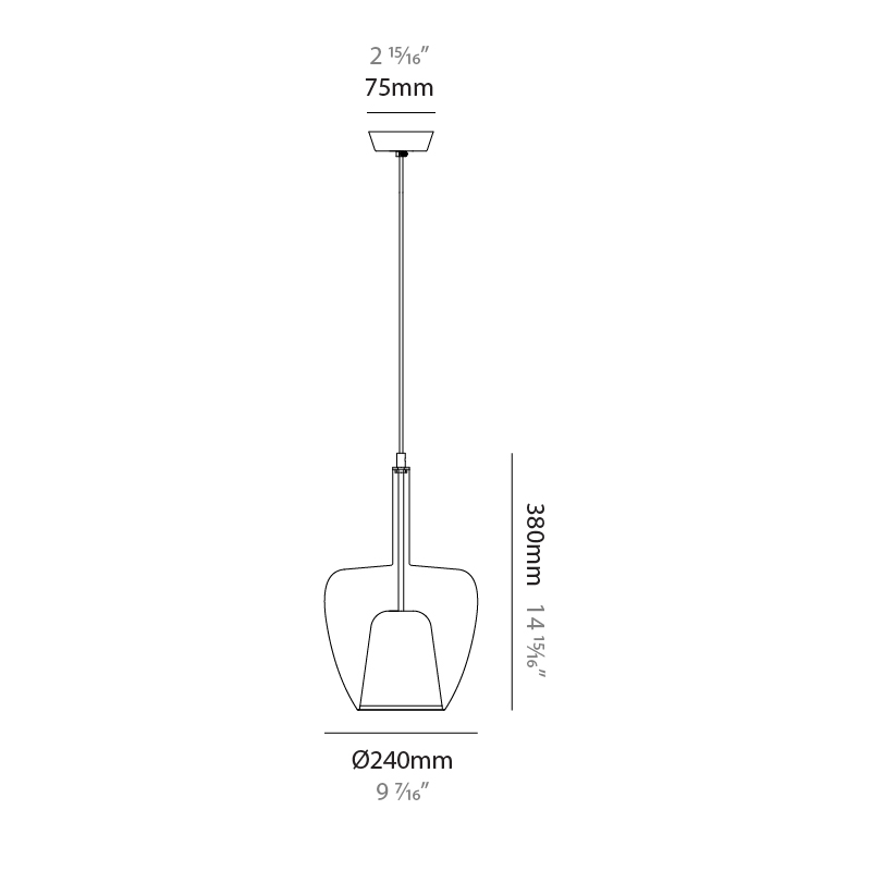 Clos by Cangini & Tucci – 9 7/16″ x 14 15/16″ Suspension, Pendant offers quality European interior lighting design | Zaneen Design / Line art