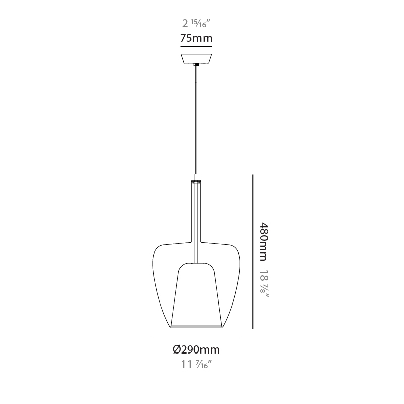 Clos by Cangini & Tucci – 11 7/16″ x 18 7/8″ Suspension, Pendant offers quality European interior lighting design | Zaneen Design / Line art
