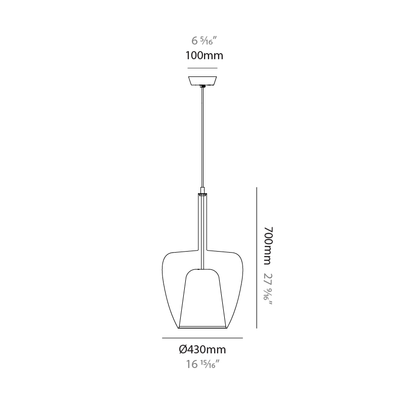 Clos by Cangini & Tucci – 16 15/16″ x 27 9/16″ Suspension, Pendant offers quality European interior lighting design | Zaneen Design