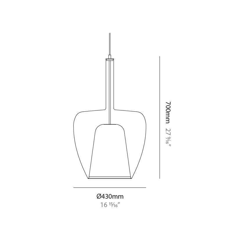 Clos by Cangini & Tucci – 16 15/16″ x 27 9/16″ Suspension, Pendant offers quality European interior lighting design | Zaneen Design