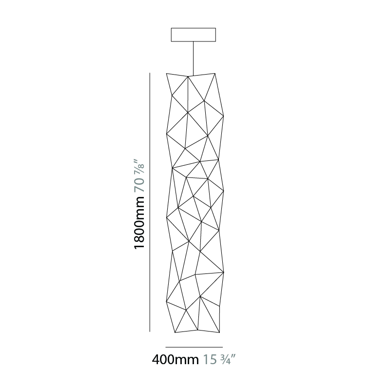 Cosmos Square by Quasar – 15 3/4″ x 70 7/8″ Suspension, Ambient offers quality European interior lighting design | Zaneen Design