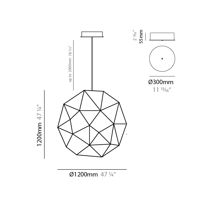 Cosmos Globe by Quasar – 47 1/4″ x 47 1/4″ Suspension, Ambient offers quality European interior lighting design | Zaneen Design