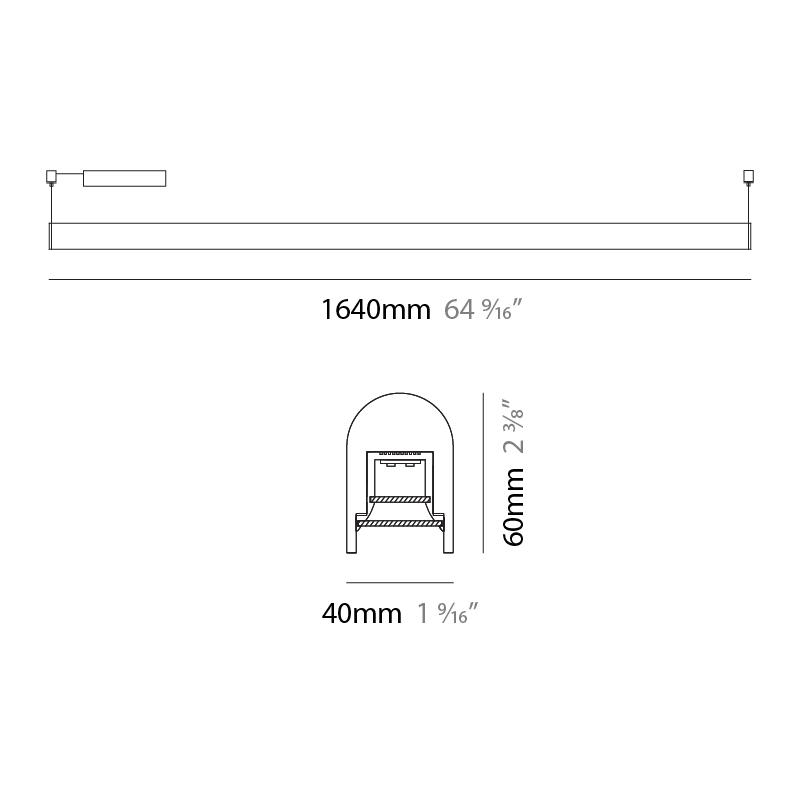 Curve by Tunto – 64 9/16″ x 2 3/8″ Suspension, Pendant offers quality European interior lighting design | Zaneen Design