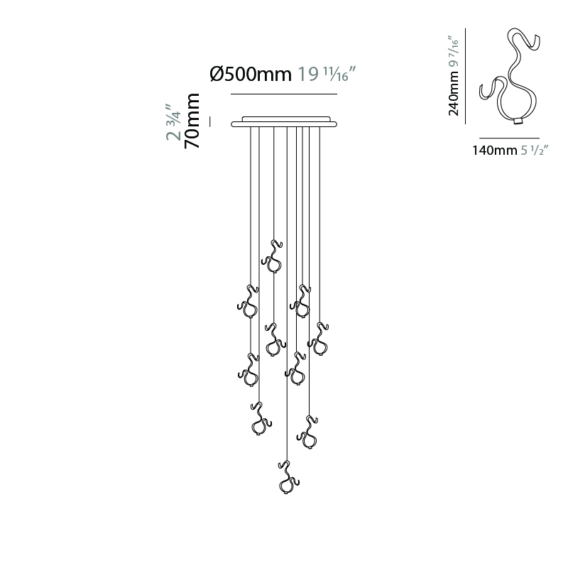 Scroll by Knikerboker – 19 11/16″ x 59 1/16″ Suspension, Pendant offers quality European interior lighting design | Zaneen Design