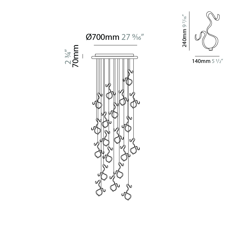 Scroll by Knikerboker – 27 9/16″ x 59 1/16″ Suspension, Pendant offers quality European interior lighting design | Zaneen Design