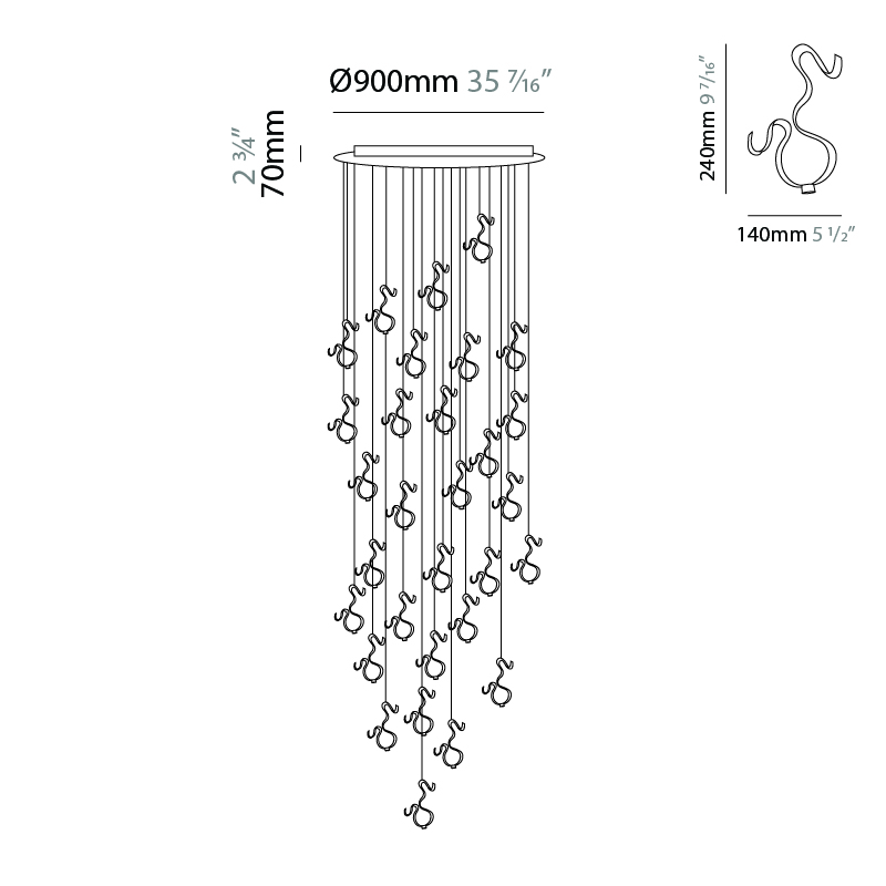 Scroll by Knikerboker – 35 7/16″ x 59 1/16″ Suspension, Pendant offers quality European interior lighting design | Zaneen Design