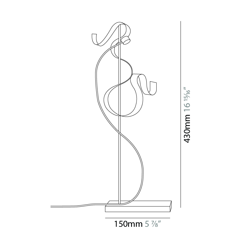 Scroll by Knikerboker – 5 1/2″ x 9 7/16″ Portable, Table offers quality European interior lighting design | Zaneen Design / Line art