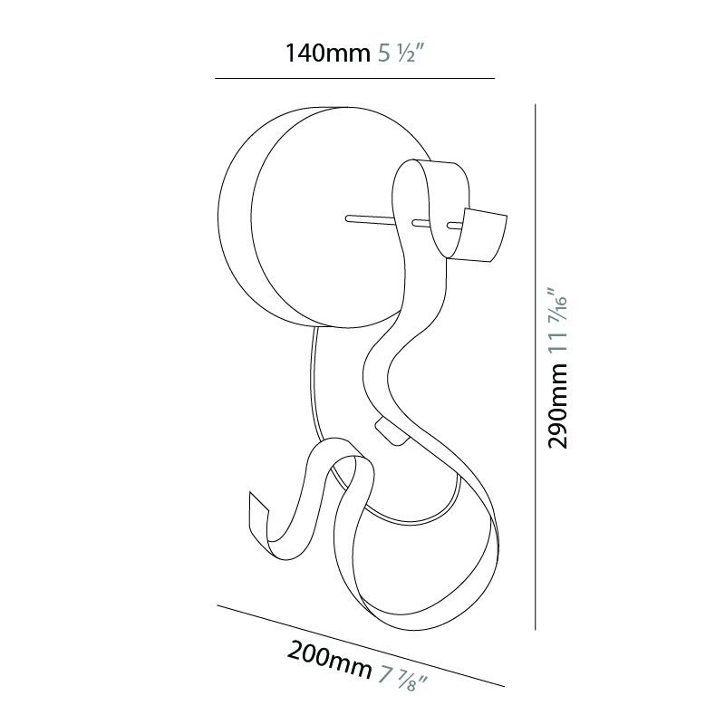 Scroll by Knikerboker – 5 1/2″ x 9 7/16″ Surface, Wall Surface offers quality European interior lighting design | Zaneen Design / Line art