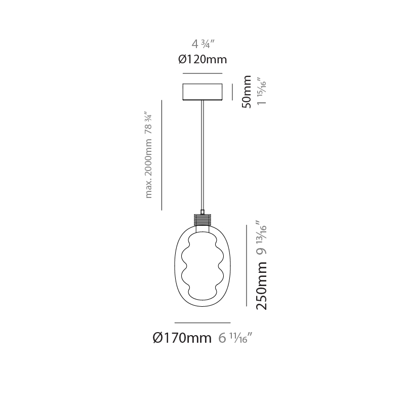 Dalma by Cangini & Tucci – 6 11/16″ x 88 9/16″ Suspension, Pendant offers quality European interior lighting design | Zaneen Design