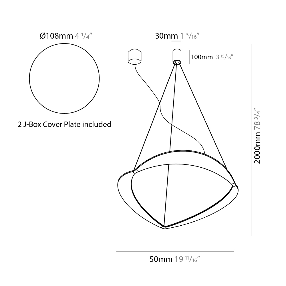 Diadema by Icone – 19 11/16″ x 78 3/4″ Suspension, Pendant offers quality European interior lighting design | Zaneen Design