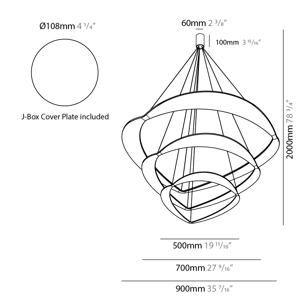 Diadema by Icone – 35 7/16″ x 78 3/4″ Suspension, Pendant offers quality European interior lighting design | Zaneen Design