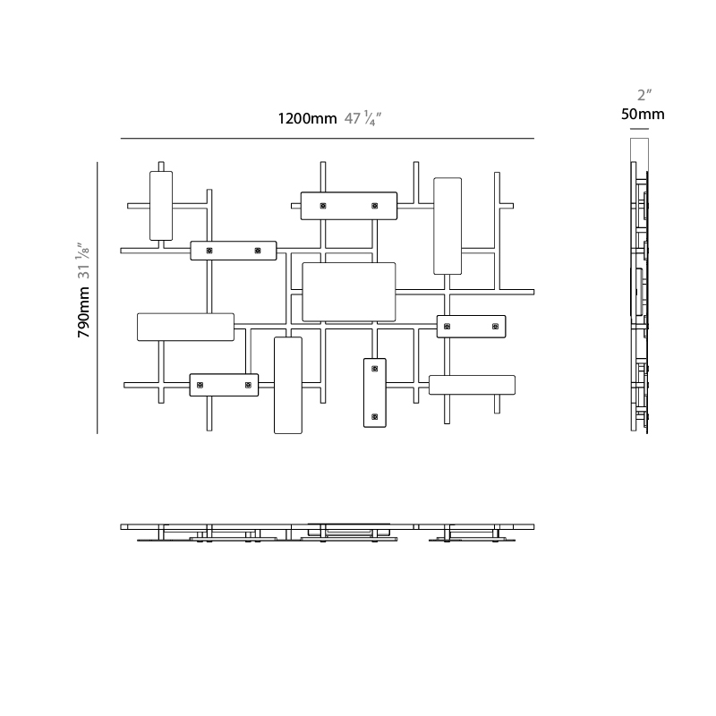 Domino by Artigia – 47 1/4″ Surface, Ceiling Surface offers quality European interior lighting design | Zaneen Design / Line art
