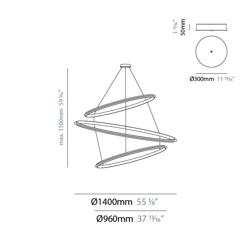 Eclipse by Quasar – 55 1/8″ x 1 15/16″ Suspension, Ambient offers quality European interior lighting design | Zaneen Design