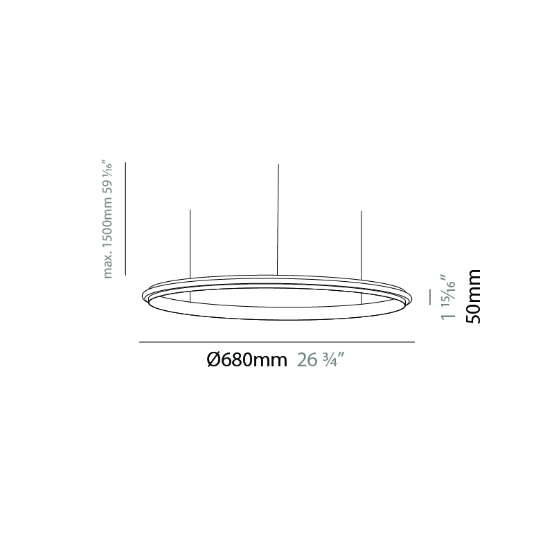 Eclipse by Quasar – 26 3/4″ x 1 15/16″ Suspension, Modular offers quality European interior lighting design | Zaneen Design