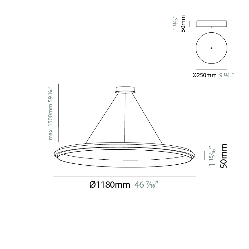 Eclipse by Quasar – 46 7/16″ x 1 15/16″ Suspension, Ambient offers quality European interior lighting design | Zaneen Design