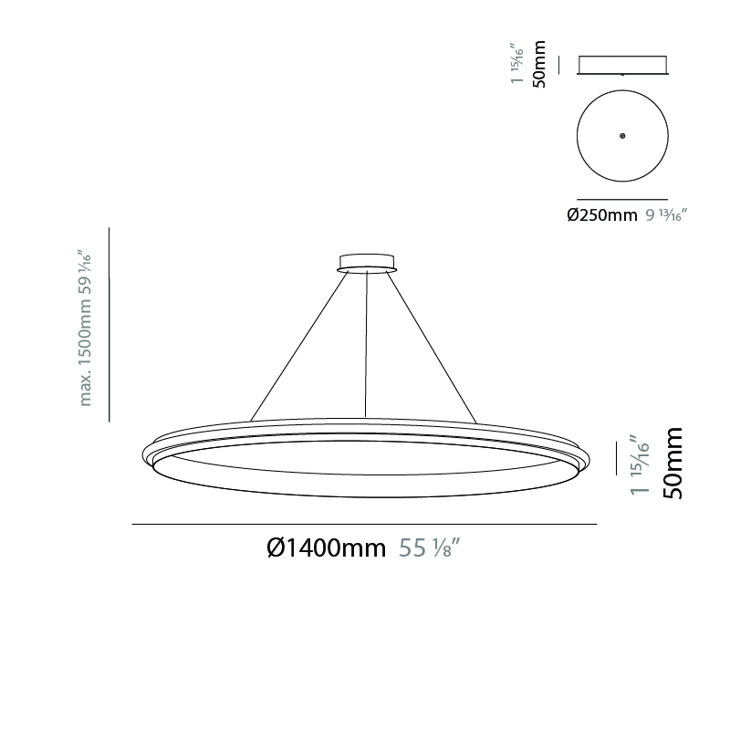 Eclipse by Quasar – 55 1/8″ x 1 15/16″ Suspension, Ambient offers quality European interior lighting design | Zaneen Design / Line art