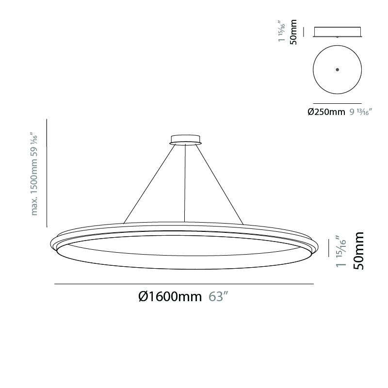 Eclipse by Quasar – 63″ x 1 15/16″ Suspension, Ambient offers quality European interior lighting design | Zaneen Design