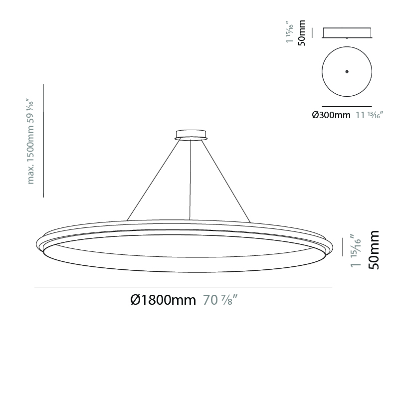 Eclipse by Quasar – 70 7/8″ x 1 15/16″ Suspension, Ambient offers quality European interior lighting design | Zaneen Design