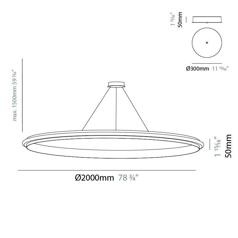 Eclipse by Quasar – 78 3/4″ x 1 15/16″ Suspension, Ambient offers quality European interior lighting design | Zaneen Design / Line art