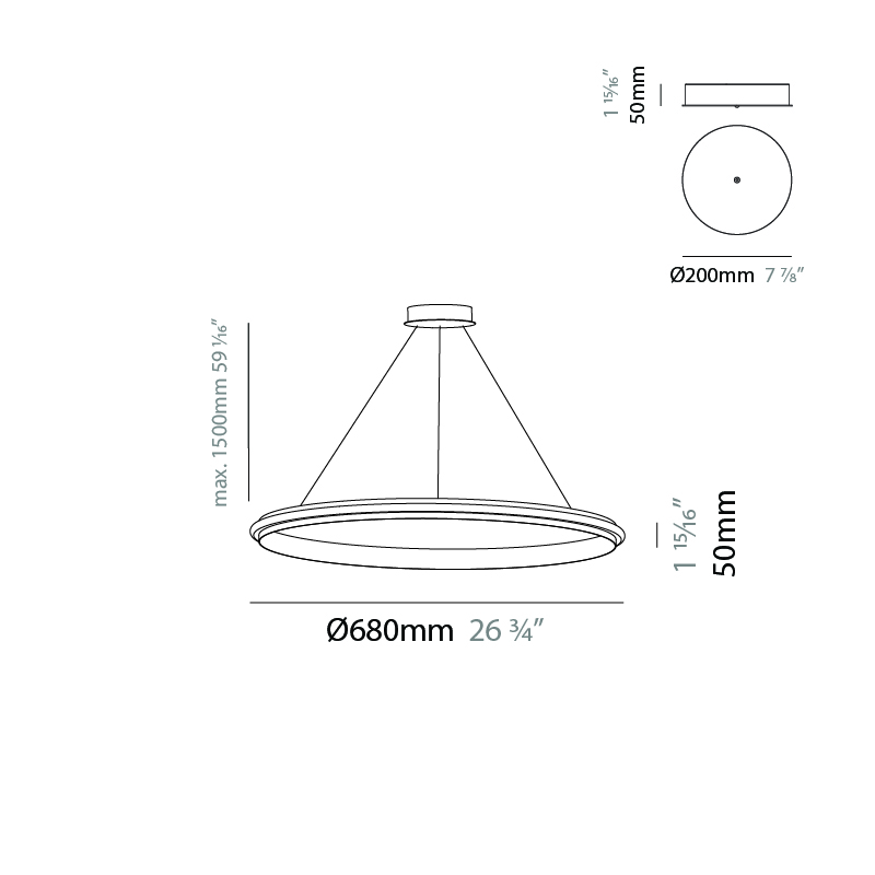 Eclipse by Quasar – 26 3/4″ x 1 15/16″ Suspension, Ambient offers quality European interior lighting design | Zaneen Design / Line art