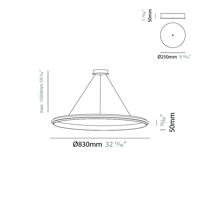 Eclipse by Quasar – 32 11/16″ x 1 15/16″ Suspension, Ambient offers quality European interior lighting design | Zaneen Design / Line art