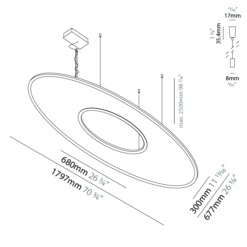 Elipse by Ivela – 102 1/8″ x 9/16″ Suspension, Ambient offers LED lighting solutions | Zaneen Architectural