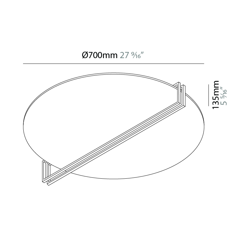 Essenza by Icone – 27 9/16″ x 5 5/16″ Surface, Ceiling Surface offers quality European interior lighting design | Zaneen Design / Line art