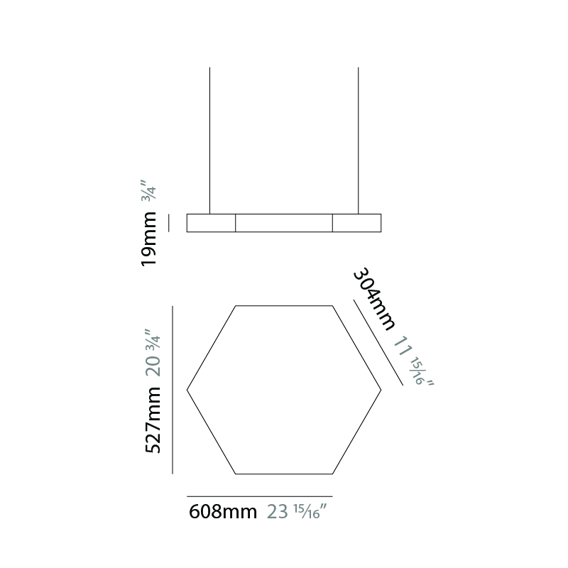 Infinite Hexagon by Ivela – 43 11/16″ x 1 1/16″ Suspension, Panels offers LED lighting solutions | Zaneen Architectural