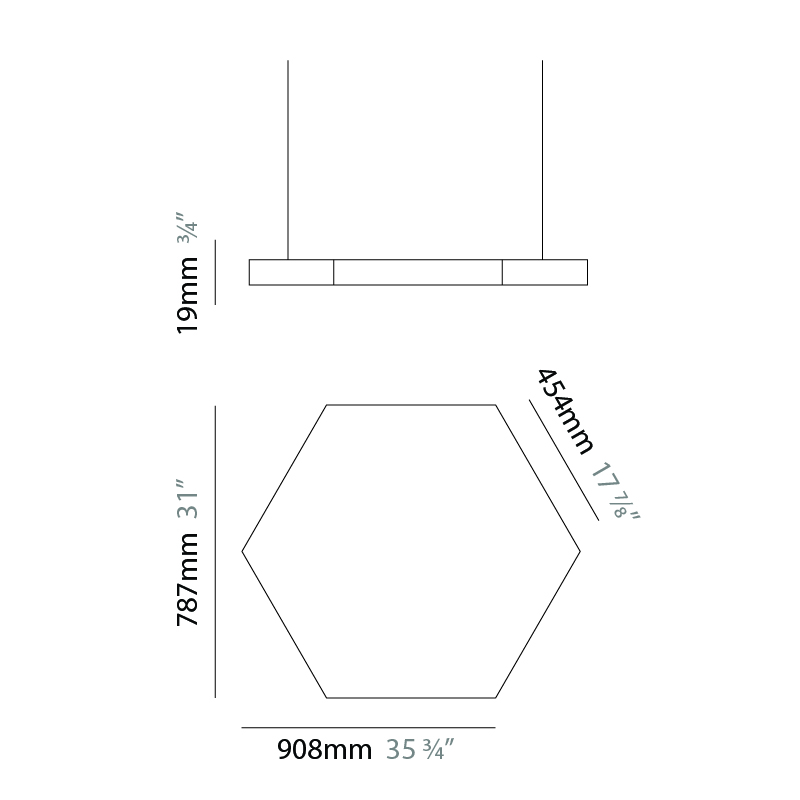 Infinite Hexagon by Ivela – 36 3/4″ x 3/4″ Suspension, Panels offers LED lighting solutions | Zaneen Architectural / Line art